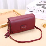 New Korean simple shoulder bag daily travel card holder ladies bags PU leather designer zipper women`s crossbody mini phone bag
