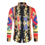 2021 new cross-border men's European size print Hawaiian autumn floral long-sleeved shirt cardigan for men