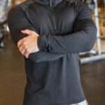 High Quality Active Wear Quater Zip Running Men's T-shirts Workout Sportswear Long Sleeve Tight Gym T Shirt