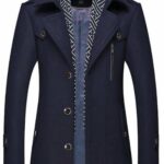 Mens Layered Collar Button Front Mid Length Coat