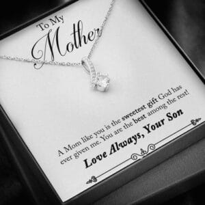 CARD#50-Son_to_mother_first_text 18K White Gold Plated Ribbon Love